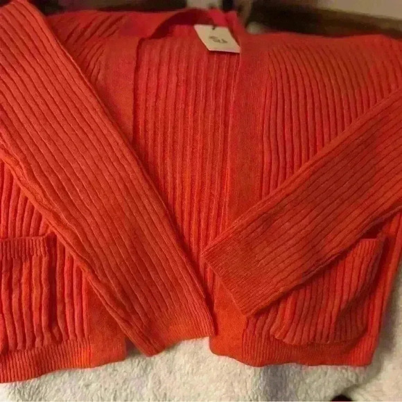 Ladies no button cardigan Sincerely Jules sizeS( 4-6) bright orange color - Picture 1 of 8